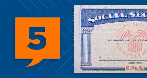 Social Security card with the number 5 next to it