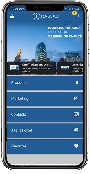 picture of Nassau Agent app on a mobile screen