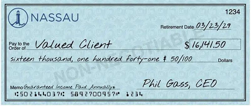 Picture of a retirement check