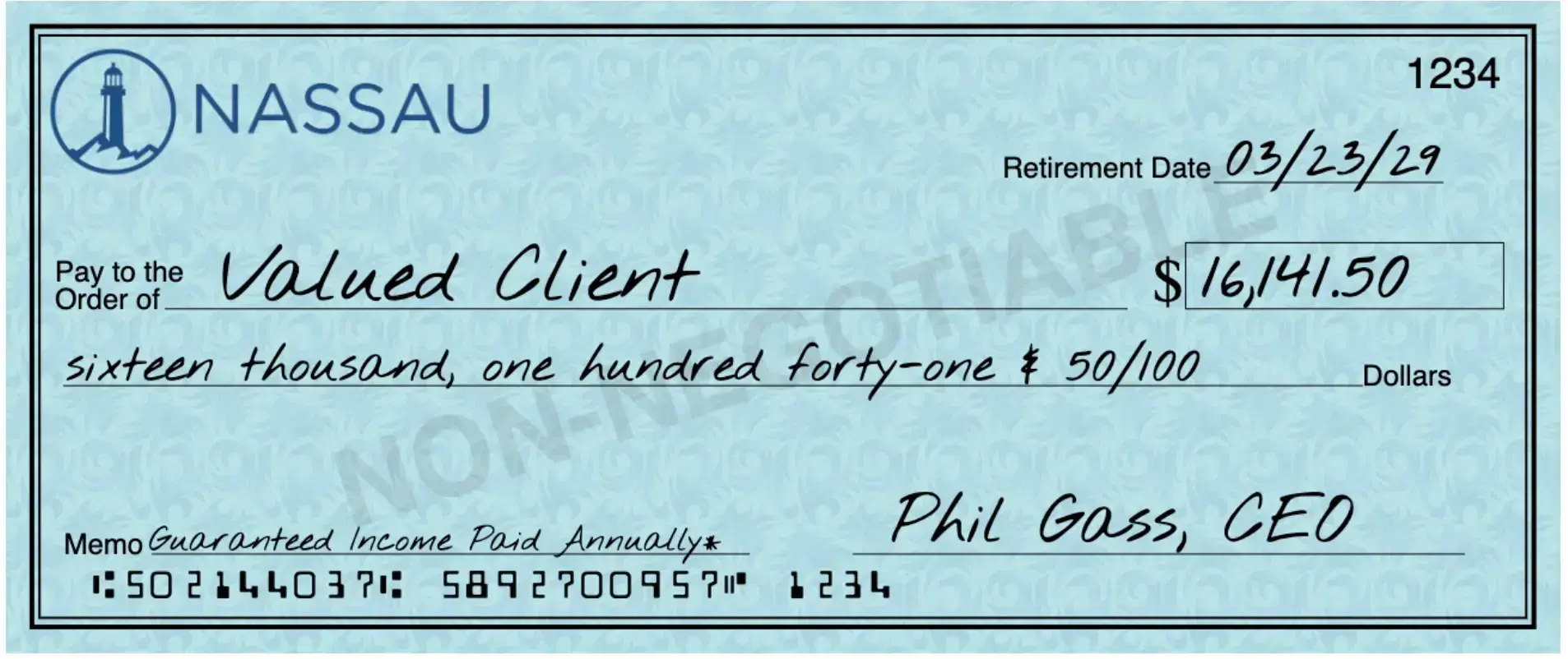 Image of retirement check