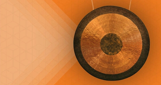 picture of orange gong against orange background